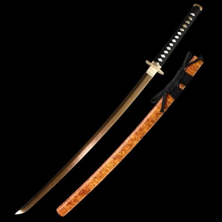 Handcrafted Full Tang Japanese Katana Sword Damascus Steel With Golden Blade