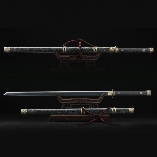 Real Handmade Tang Dynasty Chinese Straight Swords With Real Fishskin Scabbard