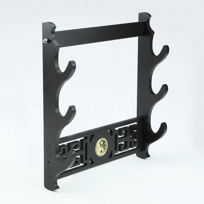Handmade Black Wooden 3 Tier Katana Sword Stand Holder Display Rack Stand Wall Mount