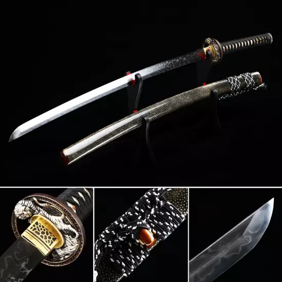 High-performance Genuine Katana Sword T10 Folded Clay Tempered Steel Real Hamon