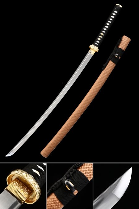 Handmade Japanese Katana Sword With Brown Scabbard