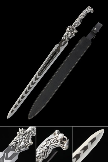 Handmade Fantasy Sword With Silver Dragon Handle