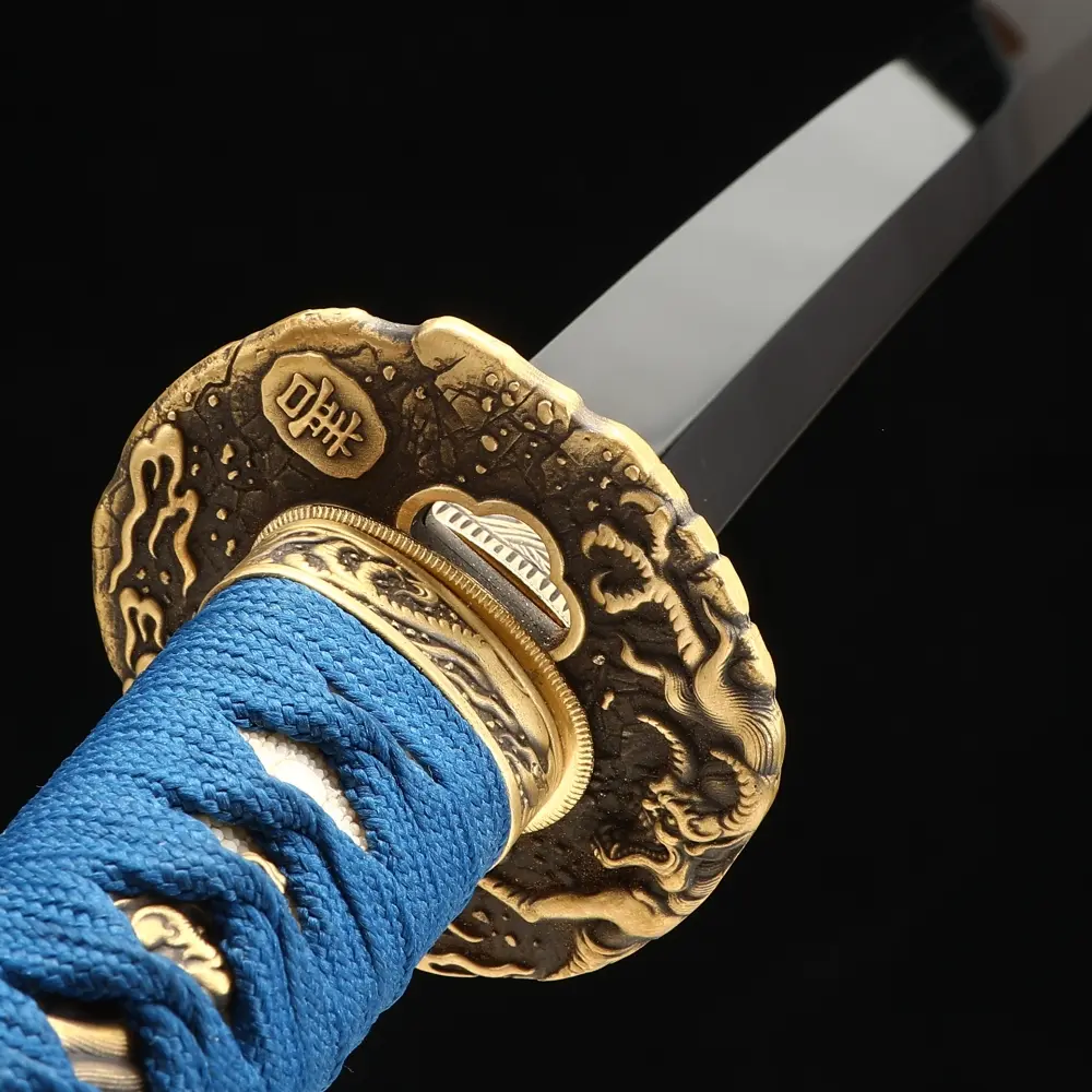 Short Katana | 1095 Carbon Steel Wakizashi with Blue-Red Lacquer