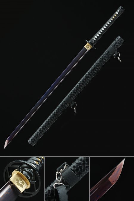 Handmade Japanese Ninjato Chokuto Sword With Purple Blade