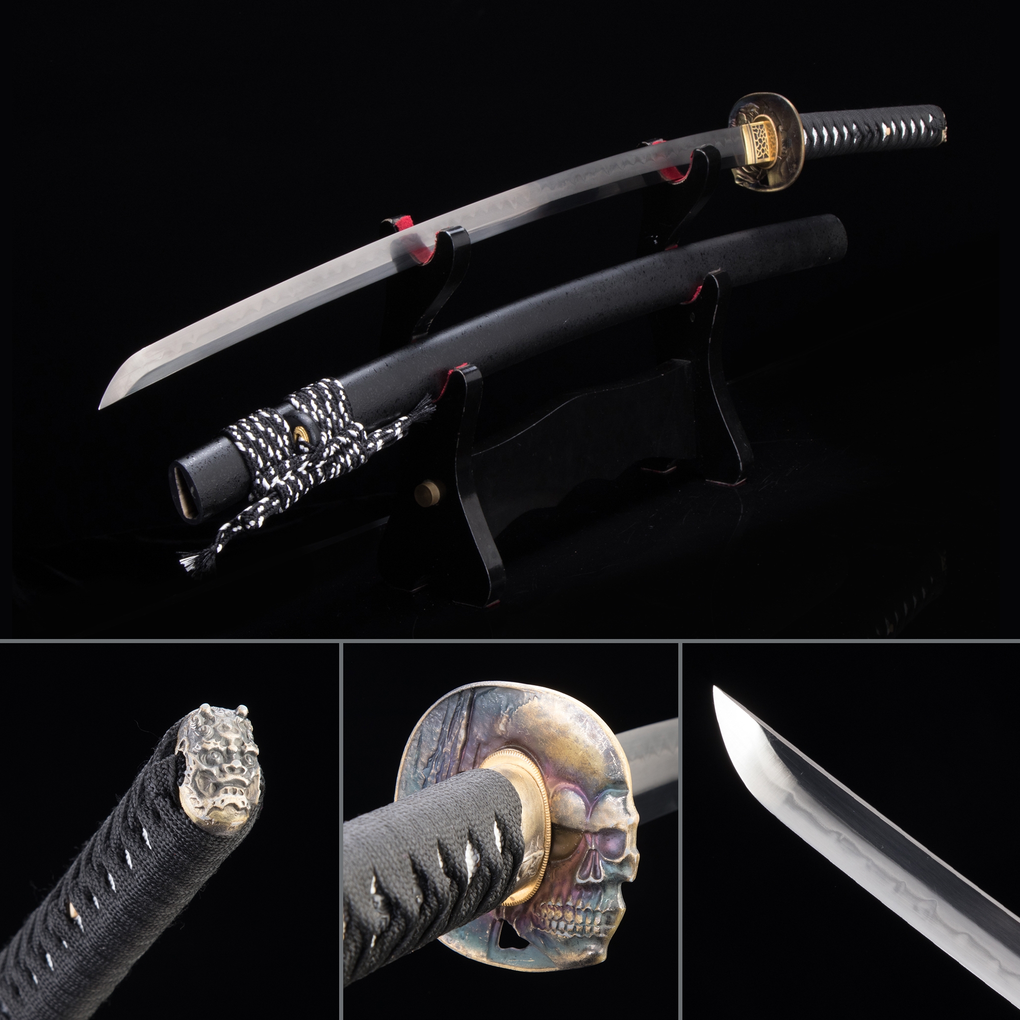 Skull Katana | Handmade Japanese Katana Sword Real Hamon With Skull ...