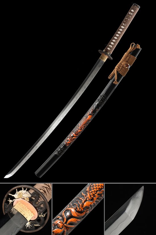 Dragon Tsuba T10 Carbon Steel Katana, Real Hamon, Full Tang & Premium