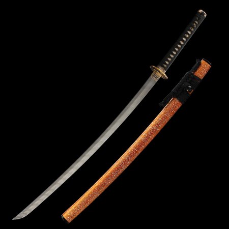 Handmade Orange Japanese Katana Sword Damascus Steel