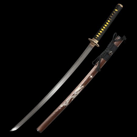 Handcrafted Japanese Katana Sword Damascus Steel With Brown Scabbard