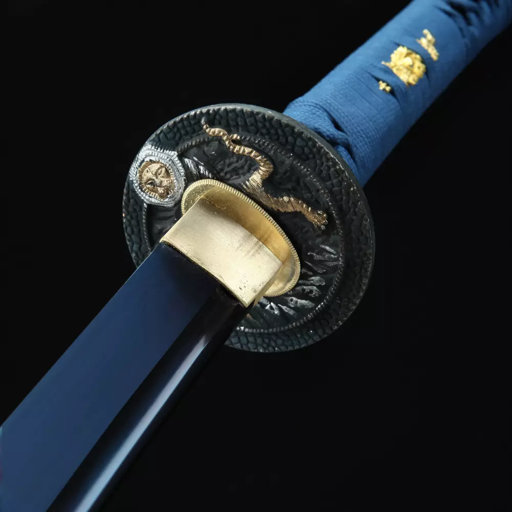 Authentique Katana Japonais en Acier Forgé 1060, Tranchant Véritable,  Détails en Or Bamboo - Katanas (11372479)