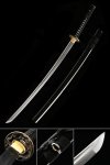 Katana Sword, Handmade Japanese Katana Sword Damascus Steel With Black Scabbard