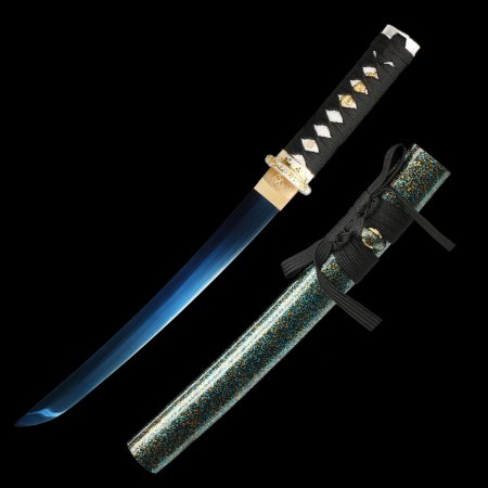 Handmade Japanese Tanto Sword 1060 Carbon Steel With Blue Blade