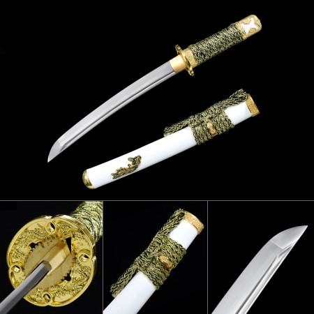 Handmade Japanese Tanto Sword With White Scabbard