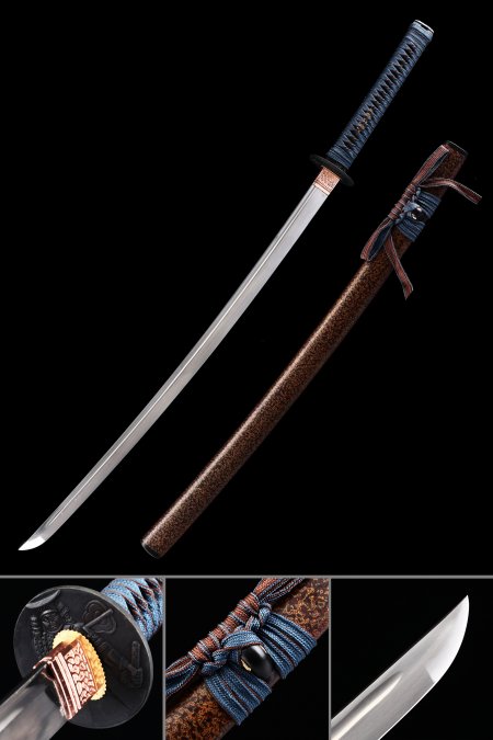 Authentic Katana, Handmade Japanese Katana Sword High Manganese Steel With Brown Scabbard