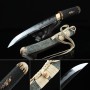 High-performance Pattern Steel Real Hamon Japanese Aikuchi Tanto Sword With Gray Scabbard