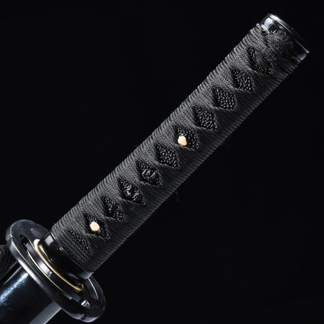 Black Wakizashi  Handmade High Manganese Steel Black Blade
