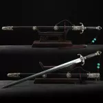 Handmade Dragon Tiger Theme Black Sandalwood Real Chinese Swords