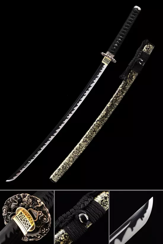 Handmade Japanese Samurai Sword Full Tang With Dragon Tsuba