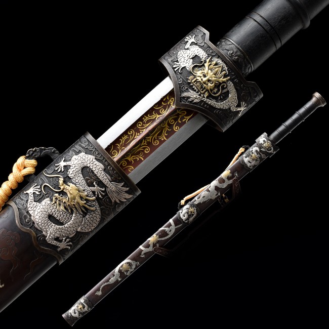 High-performance Spring Steel Red Branding Blade Chinese Han Dynasty Sword With Gilt Copper Scabbard