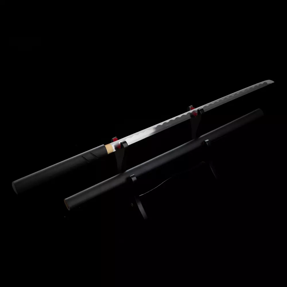 Zatoichi Sword | Black Saya 1060 Carbon Steel Ninjato, Black Tsuka