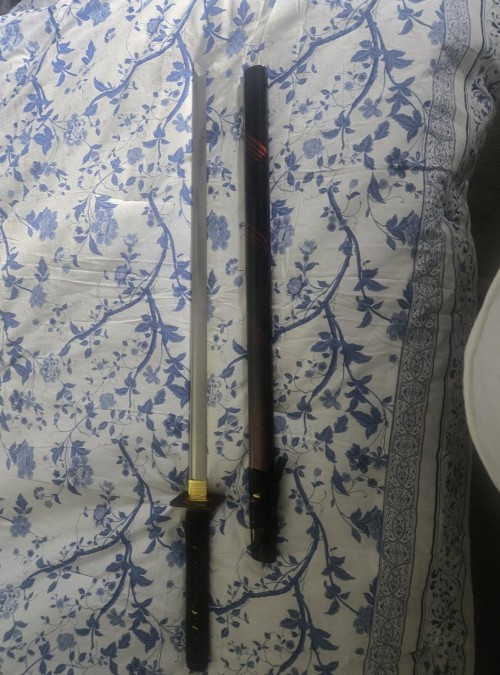 Handmade Japanese Chokuto Ninjato Swords With Black Scabbard