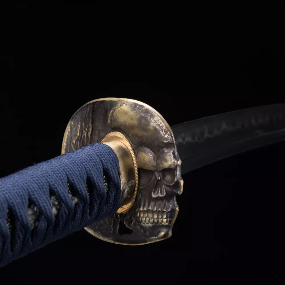 Skull Katana | Manganese Steel Katana with Gold Skull Tsuba in