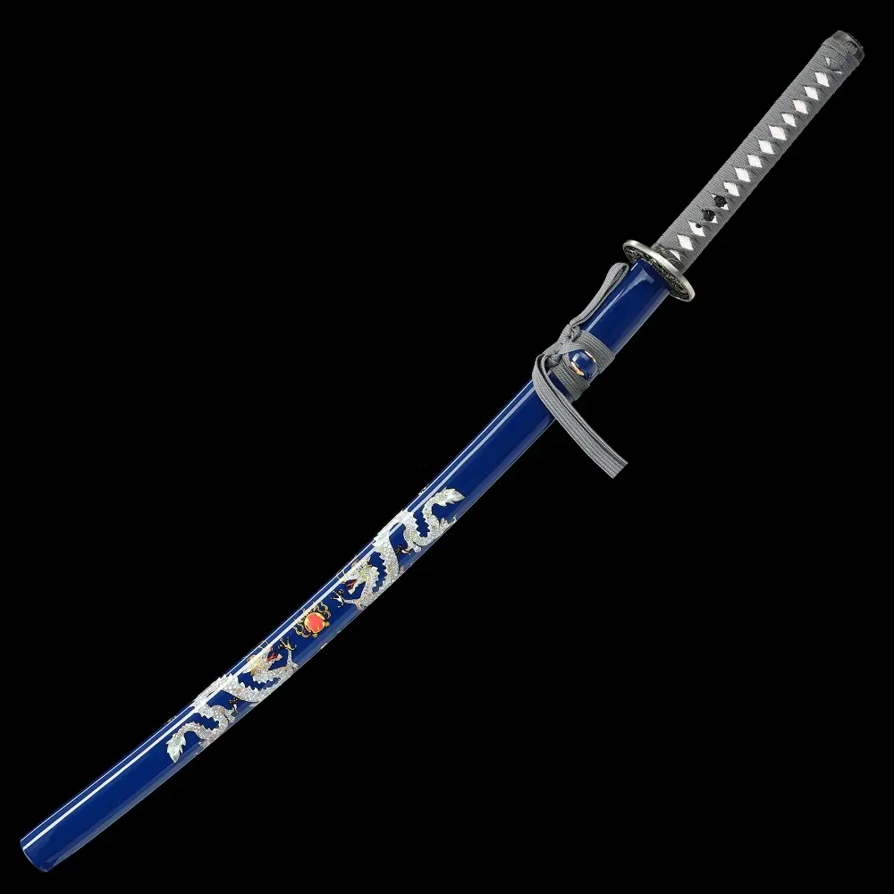 Blue Katana | 1065 Carbon Steel Blue Blade Katana with Dragon