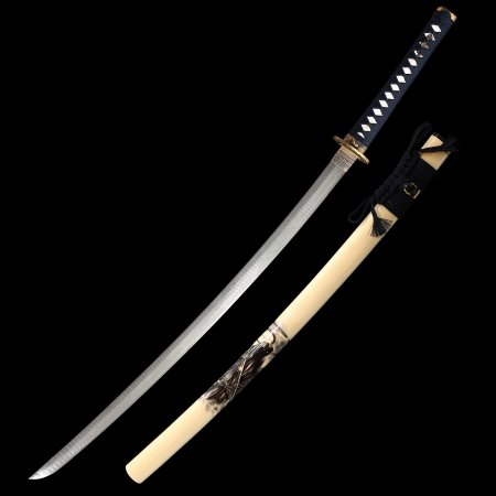 Handcrafted Full Tang Katana Sword Damascus Steel With Natural-wood Color Scabbard