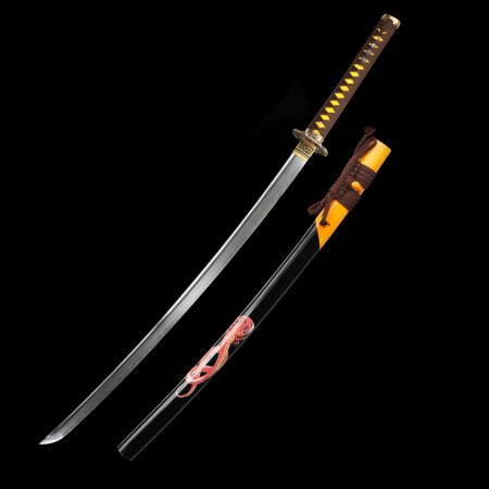 Handmade Katana Sword With Damascus Steel  Clay Tempered Blade
