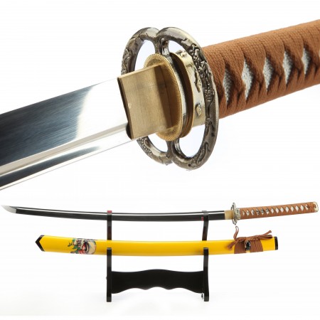 Handmade Japanese Samurai Sword High Manganese Steel With Yellow Scabbard