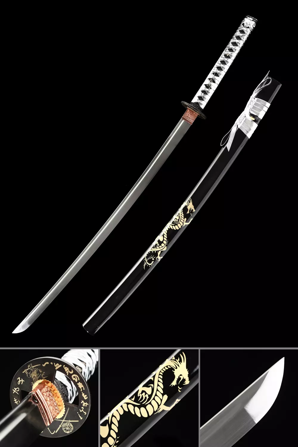Sliver Dragon Katana Hand Forged Spring steel Combat Japanese Samurai Sword New 