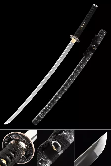 Espada Katana Japonesa Hecha A Mano, Acero De Alto Manganeso, Espiga Completa Con Vaina De Escorpión