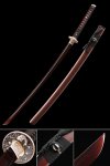 Handmade Japanese Samurai Sword Damascus Steel With Red Blade And Scabbard