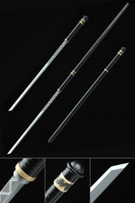 Handmade Chokuto Ninjato Spear Sword Spring Steel No Guard Extra Long