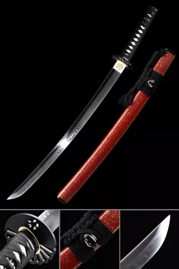 Clay Tempered Wakizashi | T10 Steel Wakizashi with Dragon Tsuba in