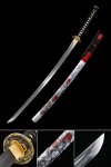 Handmade Japanese Katana Sword With Flower Tsuba And Scabbard