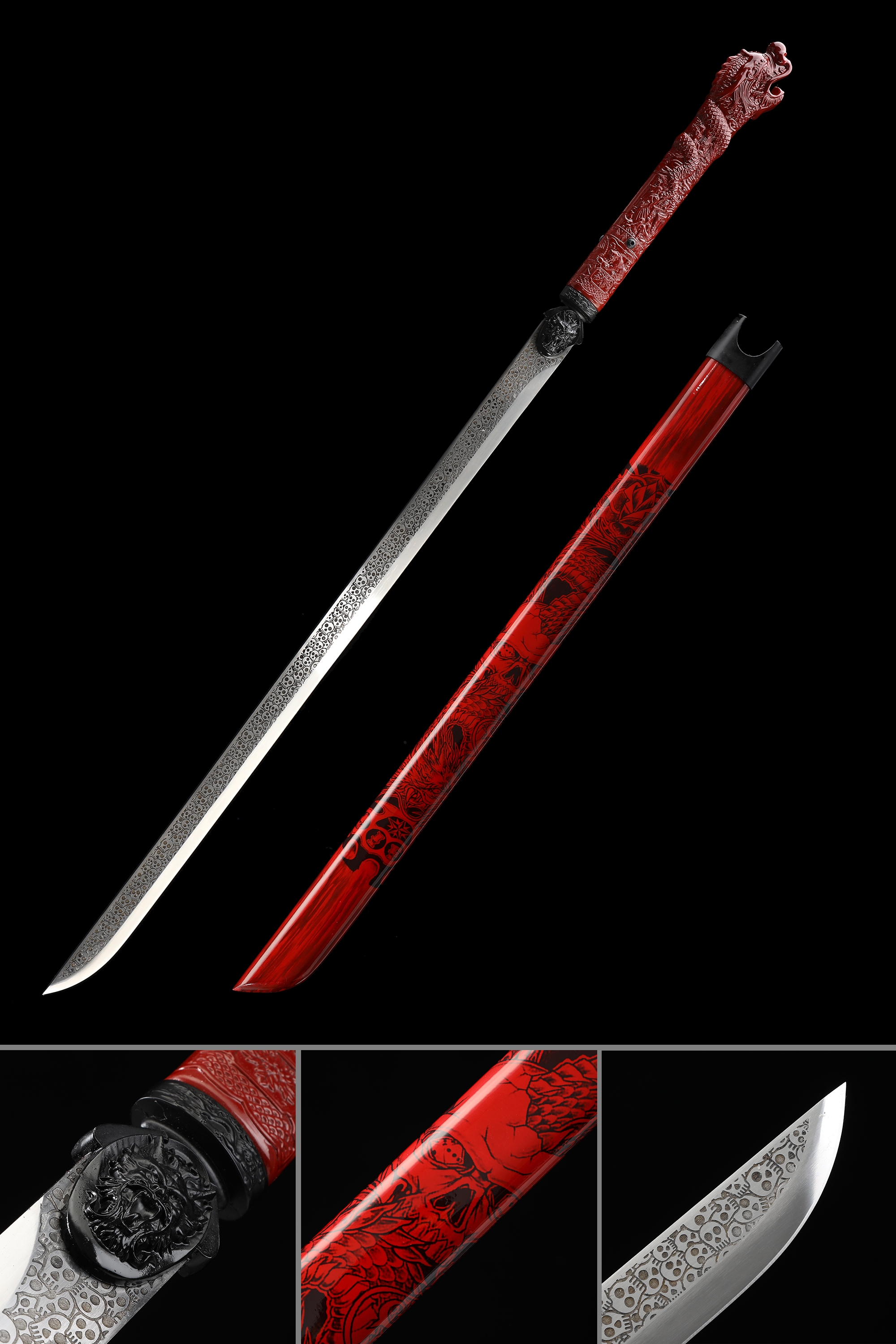 Handmade Japanese Ninjato Ninja Sword With Dragon Head Handle