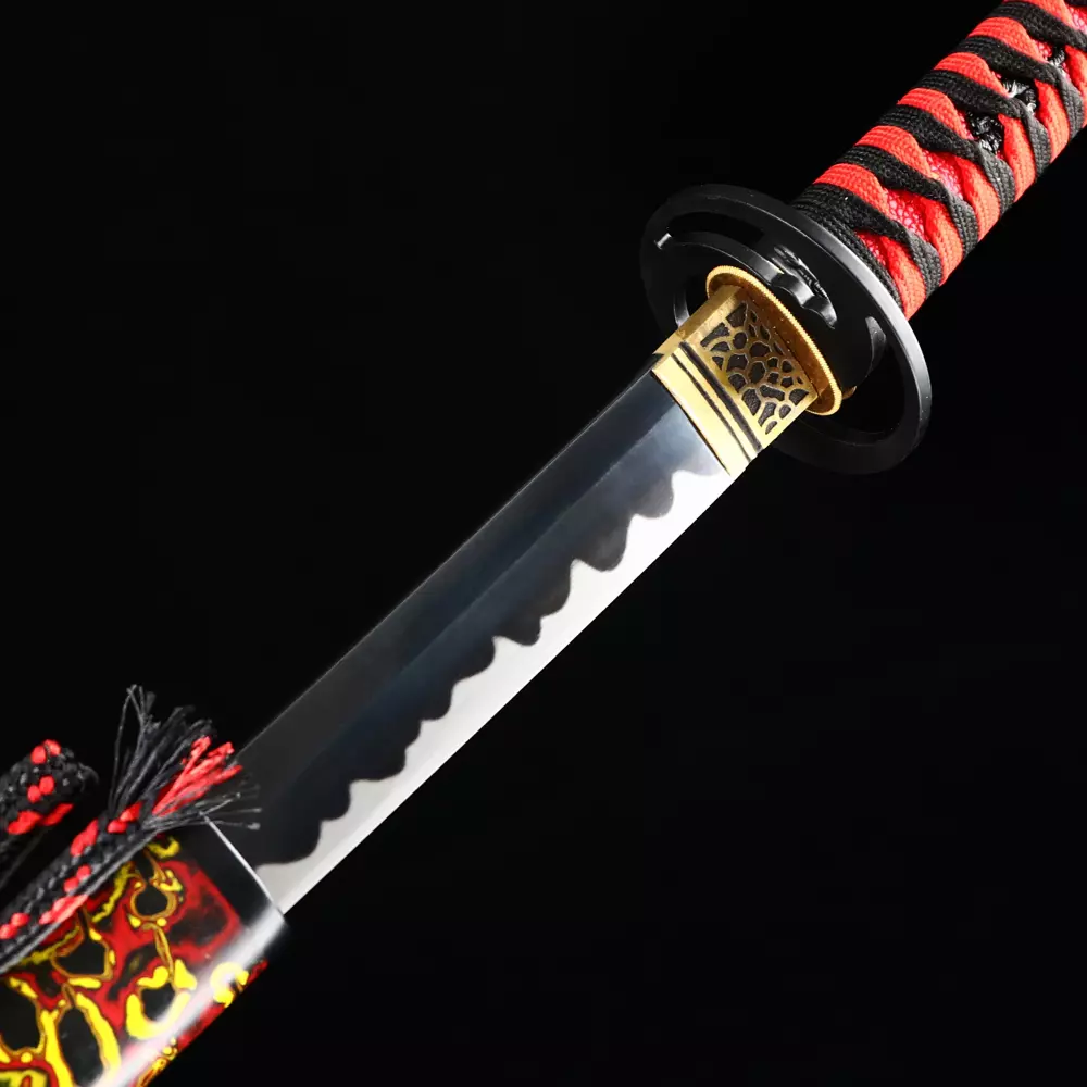 Black And Red Katana | Black Blade Katana in Manganese Steel with