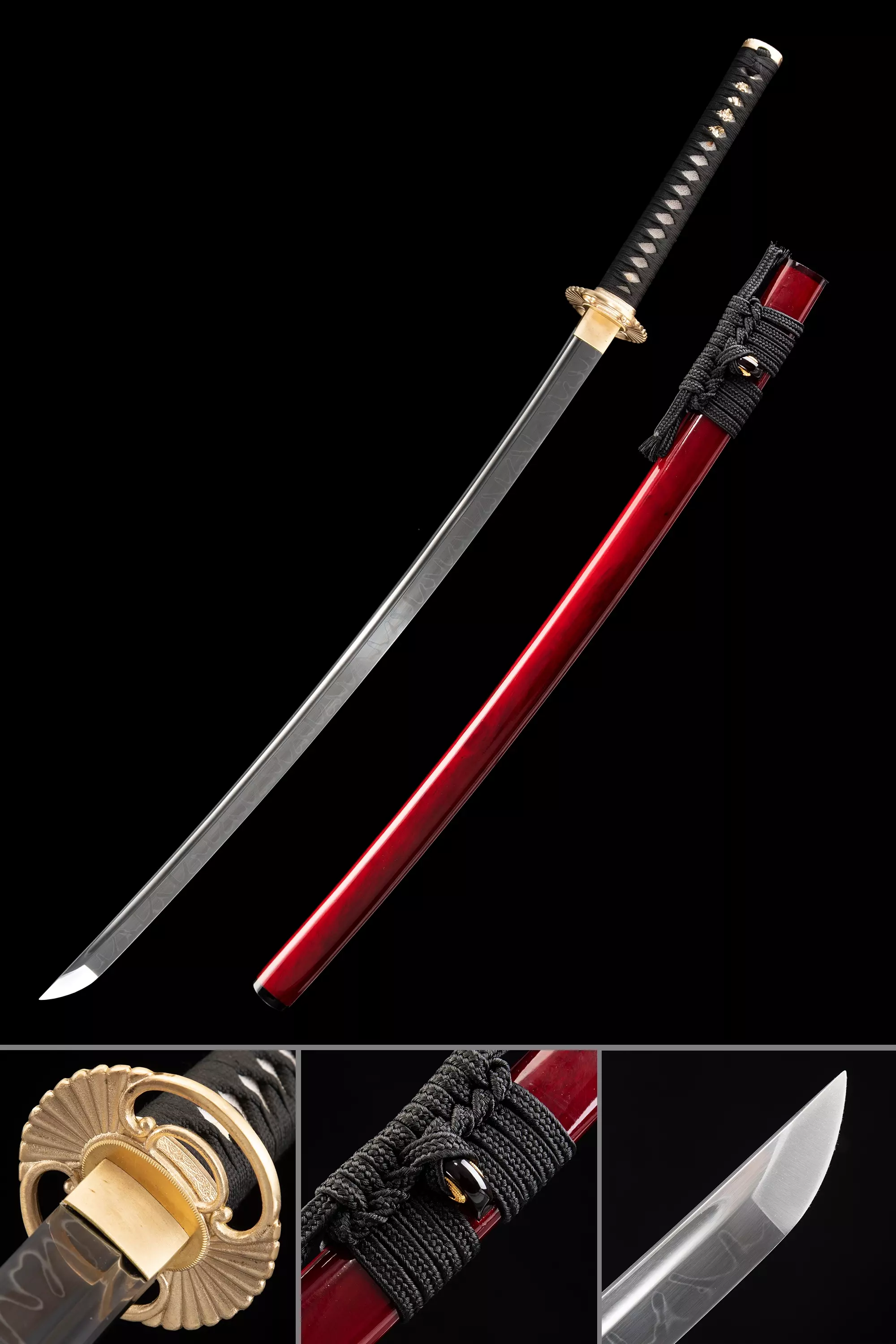 Katana | Handmade Sharp Katana Sword T10 Folded Clay Tempered Steel ...