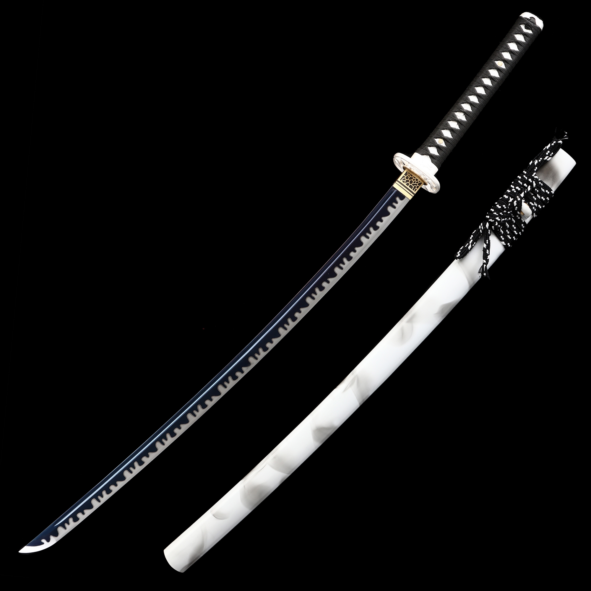 Blue And White Katana | Blue Blade Katana in White Saya with