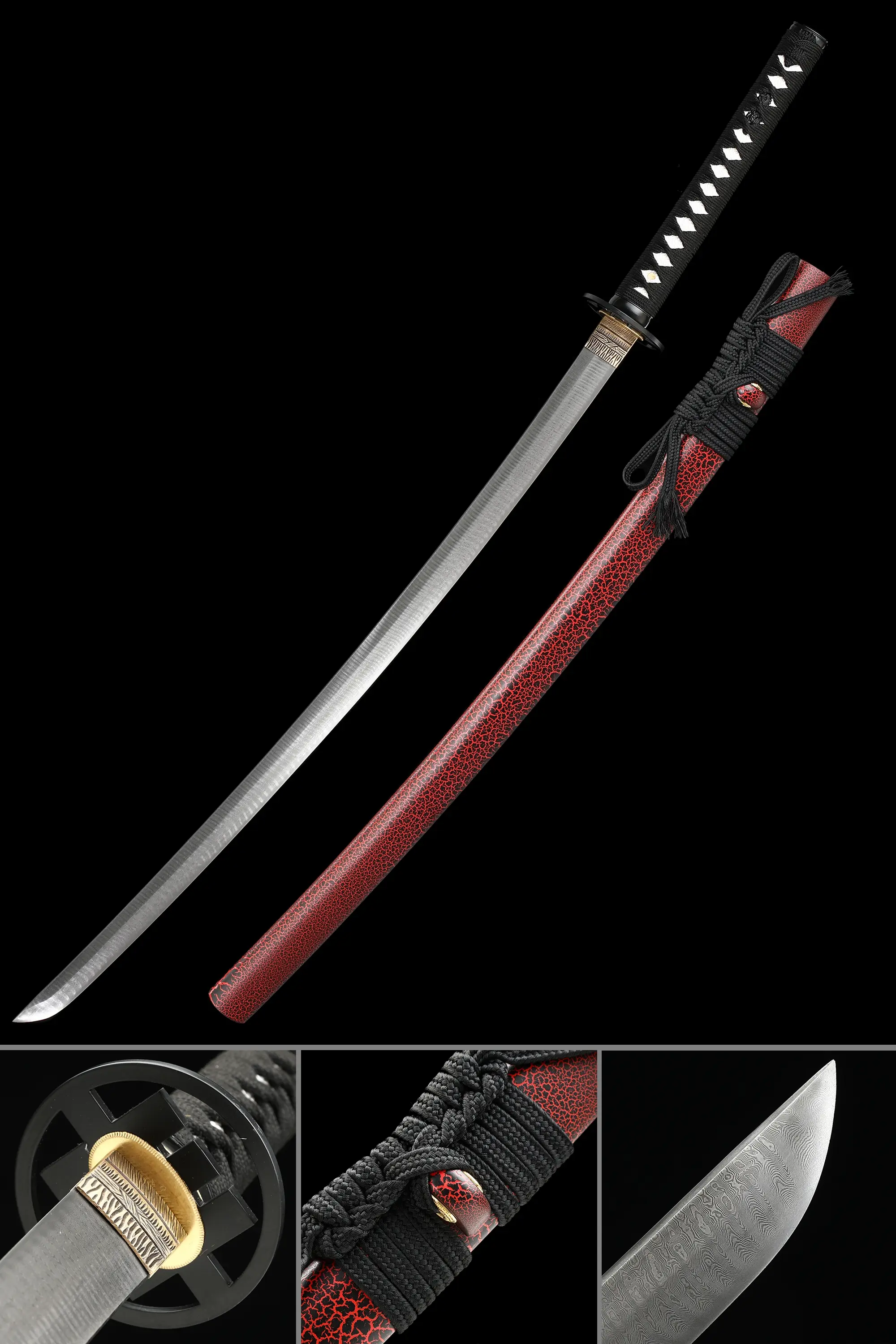 Damascus Katana | Handmade Full Tang Katana Sword Damascus Steel With ...