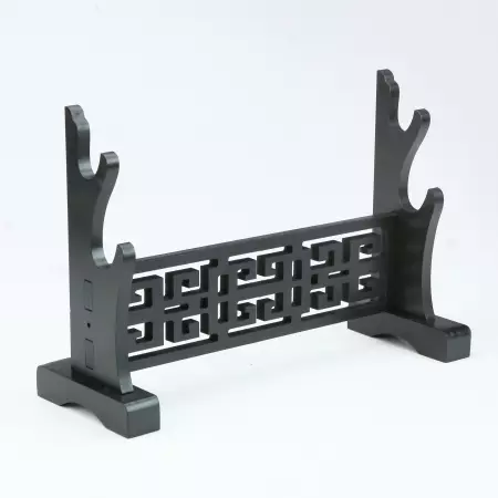 Handmade Black Wooden Double Tier Katana Sword Stand Holder Display Rack Stand
