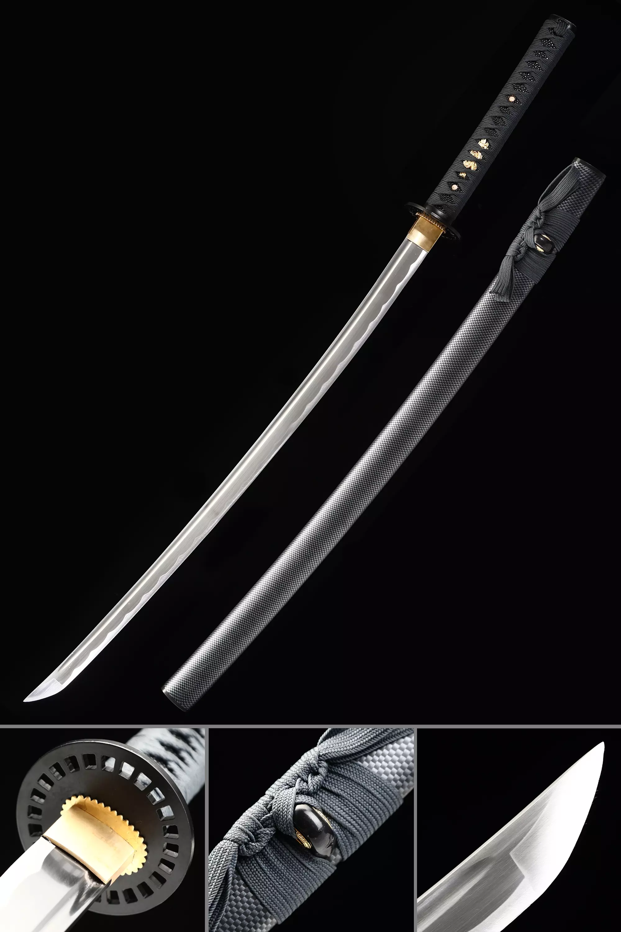 Katana épée Épée Katana Japonaise Faite à La Main En Acier Au Carbone 1060 Avec Fourreau Noir 0148