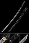 Authentic Japanese Samurai Sword 1000 Layer Folded Steel With Black Scabbard