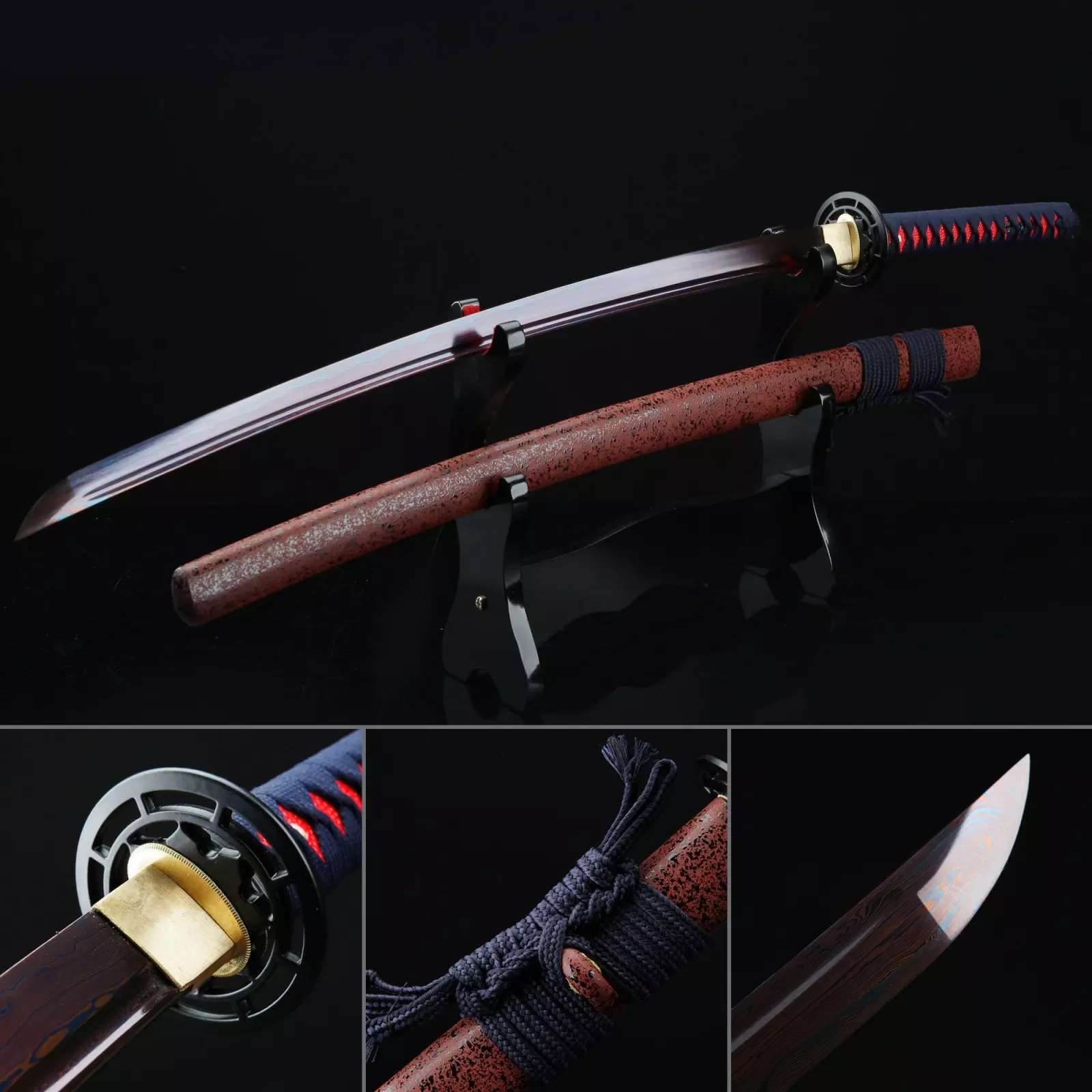 T10 Clay Tempered Katana | Handmade Japanese Katana Sword Pattern Steel ...