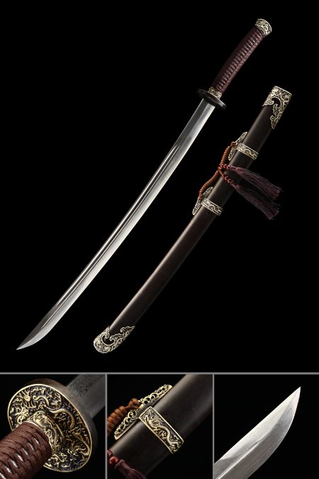 Chinese Oxtail Dao Sword Broadsword Damascus Steel Full Tang