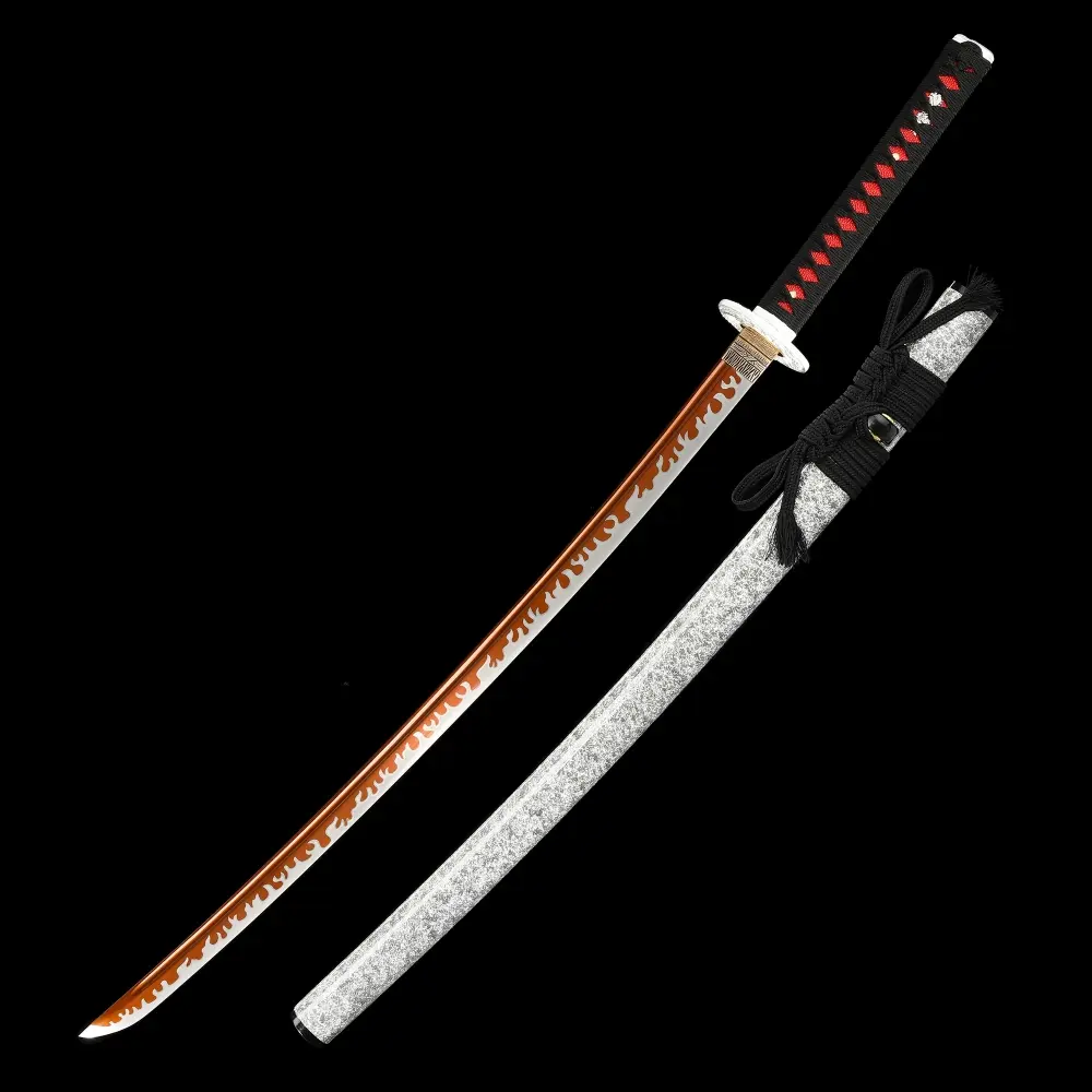 1095 Steel Katana | 1095 Carbon Steel Katana with Orange Flame
