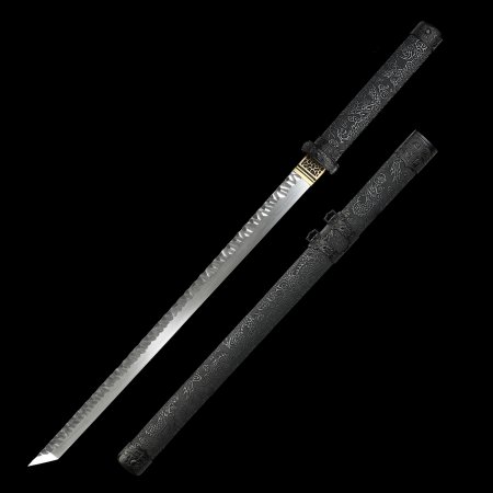 Handcrafted Full Tang Japanese Ninja Sword Damascus Steel With Pu Leather Scabbard