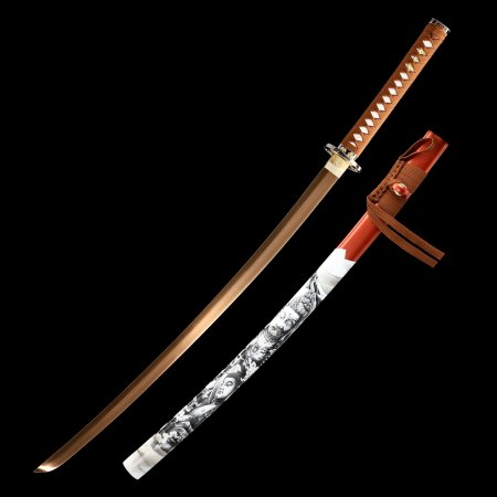 Handmade Full Tang Katana Sword 1095 Carbon Steel With Golden Blade