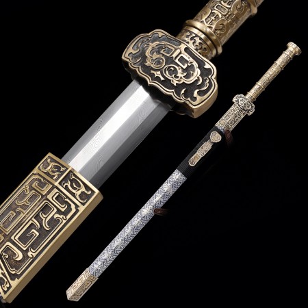 High-performance Pattern Steel Chinese Han Dynasty Sword With Copper Scabbard