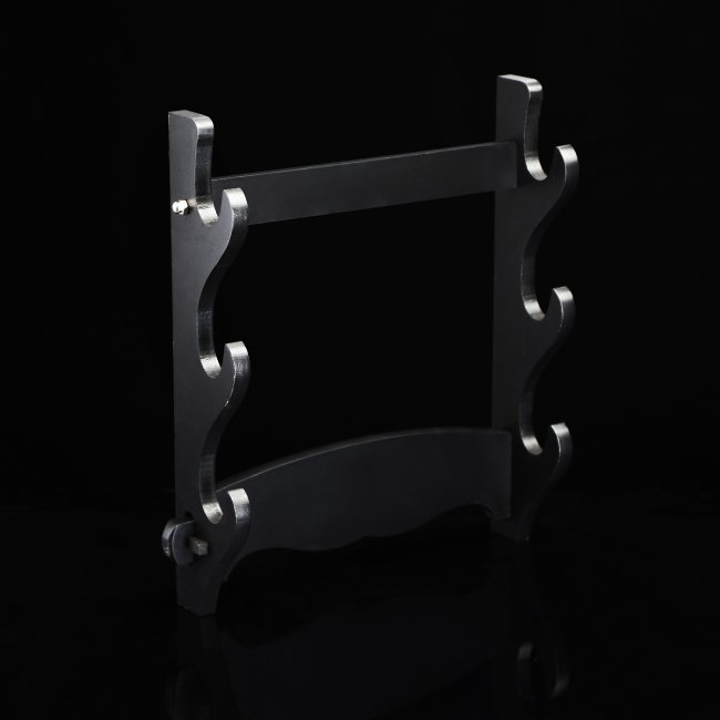 3 Tiers Wooden Sword Stand Wall Mount 3-layer Stand Hanger Bracket Holder Rack Black Lacquered Wood
